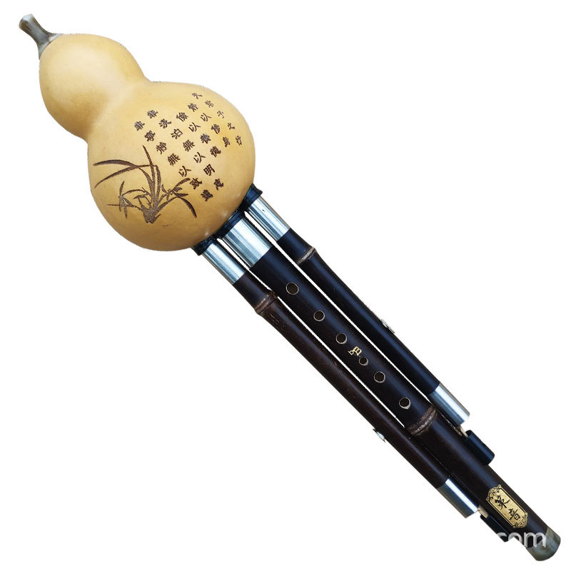 Bagpipe Practice Chanter - Flauto Hulusi in bambù nero, doppio